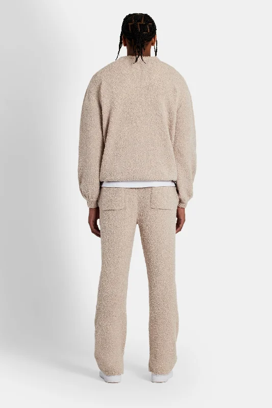 Textured Knitted Sweater Tracksuit - Beige