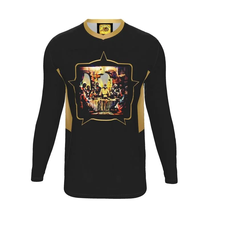 The Last Supper by KTJ 01-01 Men's Designer V-neck Long Sleeve Jersey T-shirt