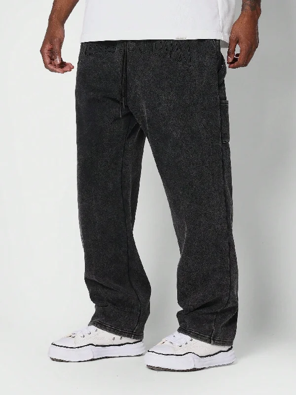 Washed Carpenter Jogger With Front Embroidery College Ready