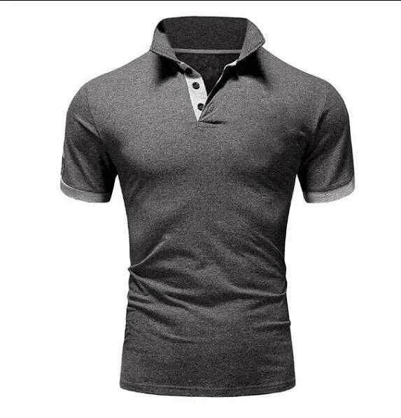 Brand New Men's T-shirt Lapel Casual Short-sleeved Stitching T-shirt for Male Solid Color Pullover Tops T-shirt