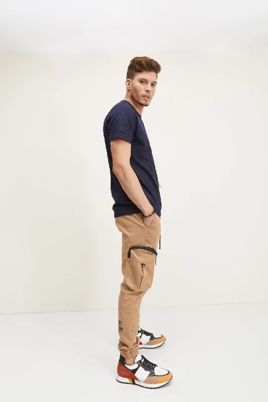 Exaggerated Cargo Sweatpants  - Beige