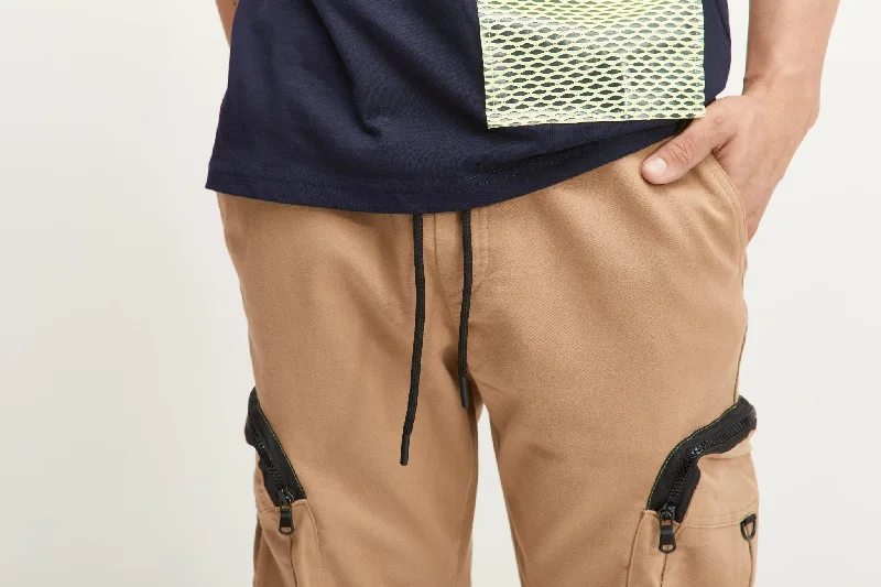 Exaggerated Cargo Sweatpants  - Beige