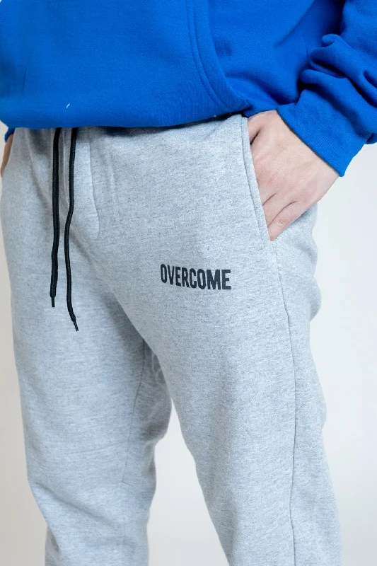 Calça Moletom Overcome Script Cinza Mescla