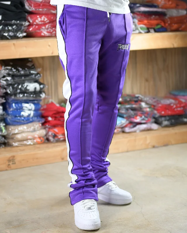 Trillest Stacked Track Pants - Purple/White