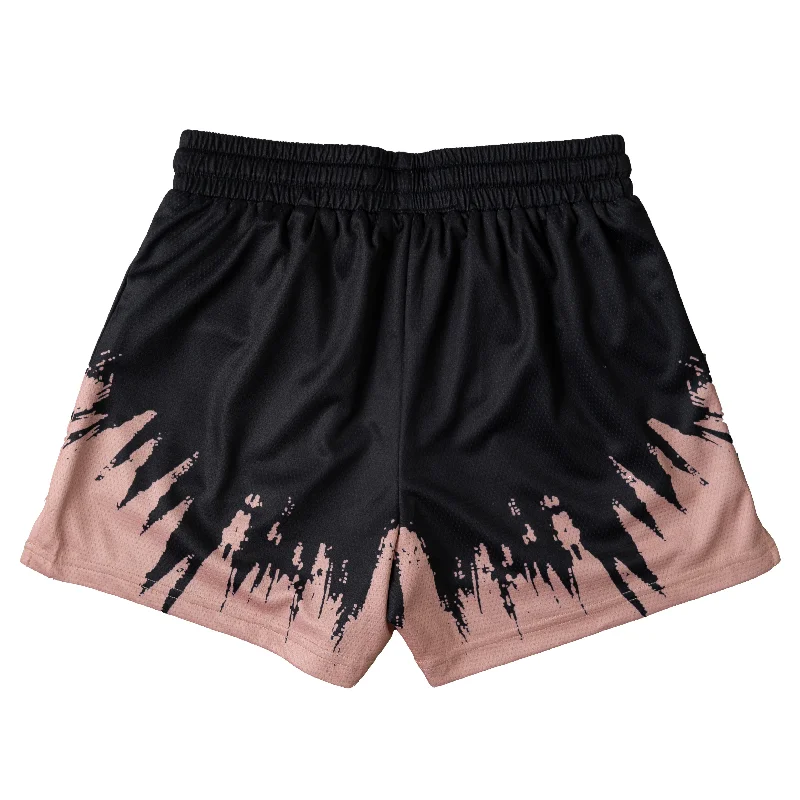 MUAY THAI SHORTS (MID THIGH CUT) SHATTER - BLACK / ROSÉ