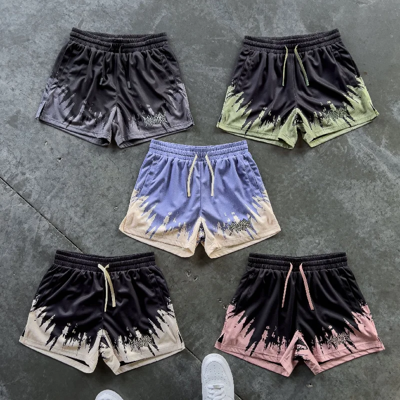 MUAY THAI SHORTS (MID THIGH CUT) SHATTER - BLACK / ROSÉ