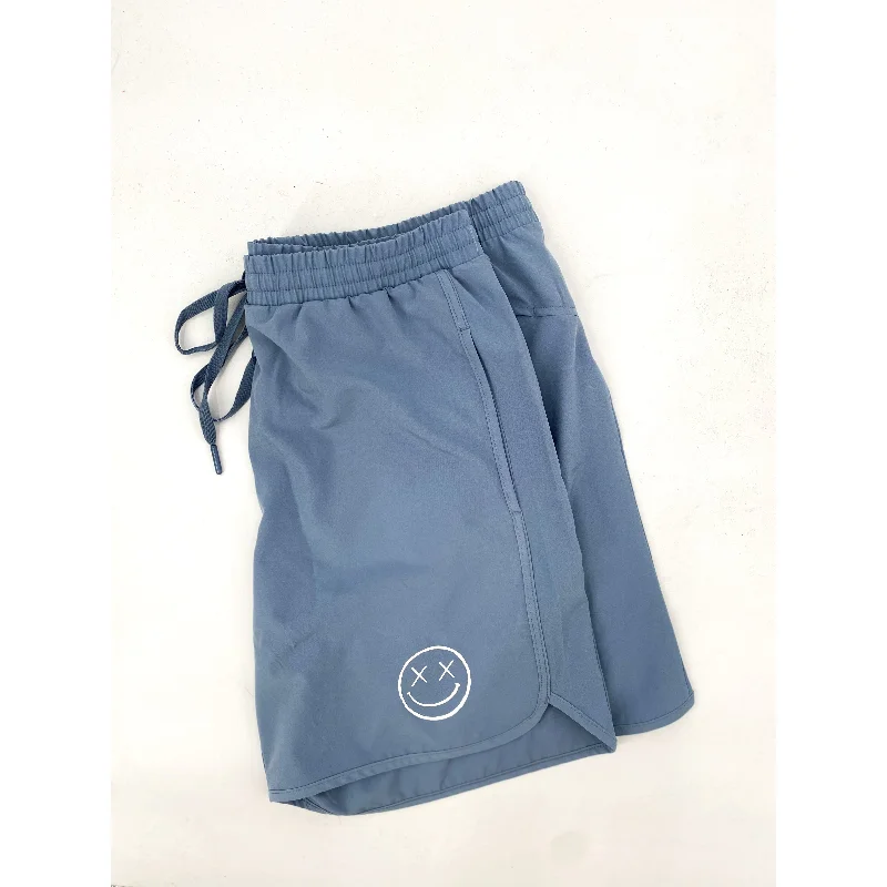 Salty Savage Men’s ""OG Smile"" Wave Cut Hybrid Training Shorts | Cool Blue