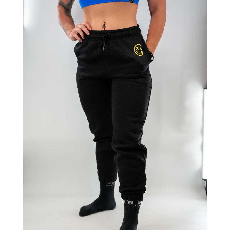 Salty Savage Unisex “OG Smile” Fleece Sweatpants/Joggers | Black/Yellow