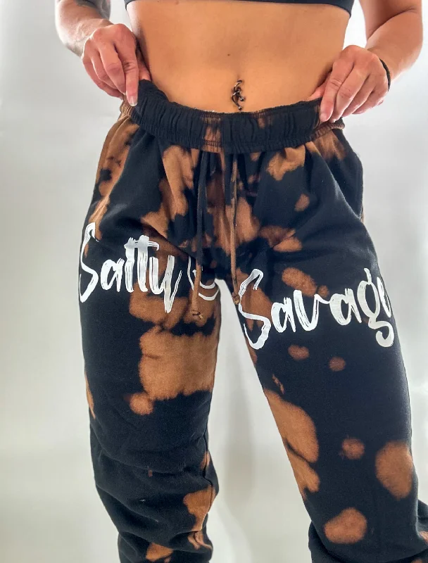 Salty Savage Unisex “Signature” Bleach Washed Sweat Pants Joggers