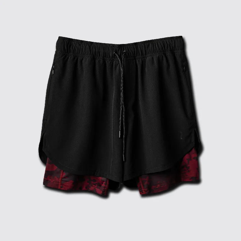 MultiPattern Blood Red Extended Liner Black Training Shorts