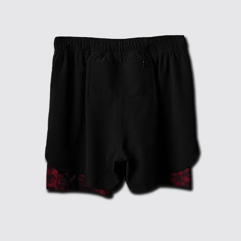 MultiPattern Blood Red Extended Liner Black Training Shorts