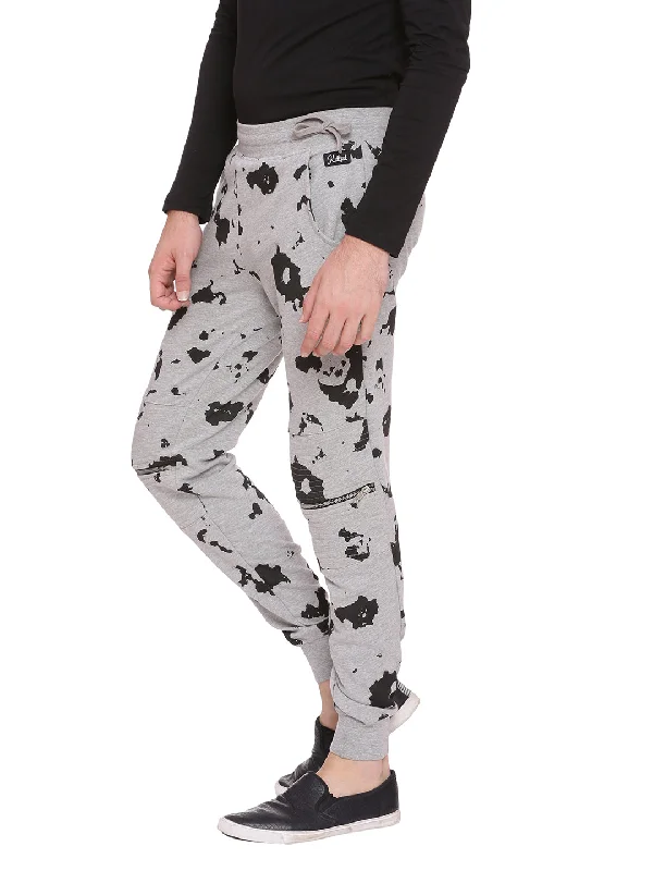 Jogger with Splatter Paint Print and Zipper at knee